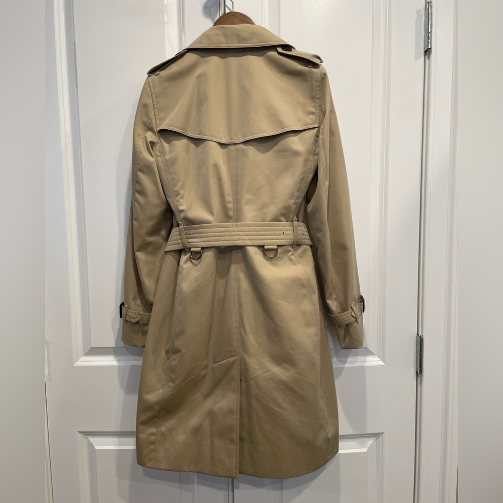 Burberry Kensington Long Cotton Trench Honey US 2 NWT - Picture 2 of 11